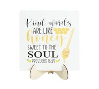 Wasise Bee Kitchen Accessories - Inspirational Honeycomb Sign with Wooden Stand, Spring Honey Bee Decor, bumble decorations, Rustic Charming Bumble Kitchen Accessories, Thoughtful Gifts for Women
