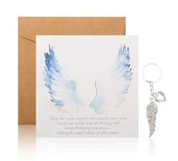 Wasise Bereavement Card - Sympathy Cards, Bereavement Card with Envelope, Wings Keychain, Angel Wings Heartfelt Poem, Condolences Card, Bereavement Gifts for Loss of Dad Mum, Unique Memorial Gift