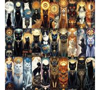 Wasise Black Cat Bookmark - 30PCS Tarot Bookmark, Gothic Bookmarks, Cat Tarot Series Bookmarks, Witchy Gothic Celestial Fantasy Multipack Reading Markers, Mystical Celestial Theme for Book Lovers