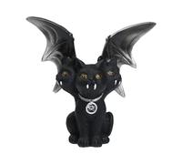 Wasise Black Cat Ornament - Three-Headed Bat Cat Resin Cat Statue, Halloween Figurines, Bats Gifts, Witch Cats, Gothic Ornaments for Home Decor,Good Luck Black Cats Ornament Gifts for Women Man Lovers
