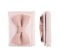 Wasise Bow Purse - Pink Purse with 3D Stitched Bows, Purses for Women, Pink Bow Wallet, PU Leather Wallet, Coquette Purses with Credit Card Holder,Compact Trifold Ladies Purse for Everyday Dating