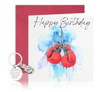 Wasise Boxing Birthday Card - Boxing Gifts for Men, Boxing Joke Birthday Card,Sports Themed Birthdays Cards, Blank Inside With Envelope Comes With Keychain for Son Uncle Dad Brother Husband Boys
