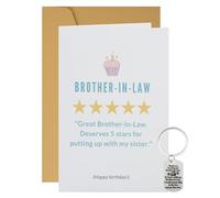 Wasise Brother in Law Birthday Card - Funny Brother-in-Law Birthday Cards with Keychain Gift Set, Stars Design Birthdays Greeting Card, Unique Gift for Man, Happy Birthdays Gifts, Funny Cards