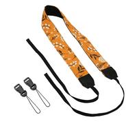 Wasise Camera Strap - Adjustable Camera Shoulder Strap with Leather Ends, Retro Binocular Straps, Double Layer Cowhide Ends, Strap Quick Release and Safety Tethe Yellow Floral Neck Straps for Adults