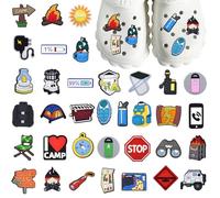 Wasise Camping Croc Charm - 35PCS Croc Charms, DIY Shoe Accessories Adults, PVC Soft Rubber Camper Van Shoe Charms, Anime Shoe Accessories for Women Girls Party Birthday Gifts,Camping Gift for Lovers