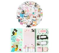Wasise Cat Sticky Notes - 490PCS Cat Stationery Set, Cute Post It Notes, Adorable 440PCS Cats Sticky Notes and 50 Cute Kitten Stickers, Paw Shape Memo Pads, Cartoon Cats Themed Self-Adhesive Notepad