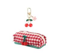 Wasise Cherry Pencil Case, Cherry Makeup Bag, Plush Pencil Bag, Fuzzy Cherry Pencil Case Pen Organizer, Holder Case for Girls Women Friends Family Colleagues Gift, for School Office Supplies 18x7cm