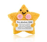 Wasise Congratulations Gift, Plush Crochet Star with Card, Handmade,Yellow | Stands Stably, Proud of You Gifts, Good Lucky Charm for New Job, Graduation, A New Chapter