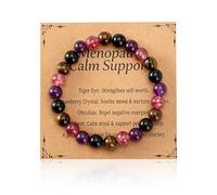 Wasise Crystal Beaded Bracelets for Women - Menopause Bracelet with Caring Quotes Card, Elastic Crystal Jewelry, Anti Anxiety, Healing Stress Bracelets, Spiritual Gifts for Mom Christmas Birthda
