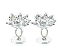 Wasise Crystal Candle Holders - Fireplace Ornaments for Living Room, Bling Lotus Flower Glass Ornaments, Aromatherapy Candle Holder, Crushed Diamond Ornament Accessories for Wedding Dining Room