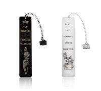 Wasise Dark Romance Bookmarks - 2PCS Skull Bookmark, Gothic Bookmark, Romantasy Bookmarks, Funny Book Marks for Adults, Dark Romance Gifts,Gifts for Books Lovers Women,Romantasy Book Mark,Bookish Gift