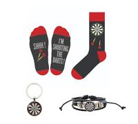 Wasise Darts Gifts for Men - 3PCS Darts Presents Set with Mens Novelty Socks, Dart Keyring and Bracelet, Unique Dart Themed Gifts for Lovers, Birthday Gift for Women,Father's Day,Valentine's Day Gift