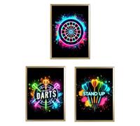 Wasise Darts Wall Art - 20 x 30CM Unframed Darts Posters, 3PCS Dart Posters, Cool Stuff for Bedrooms, Man Cave Accessories, Gaming Room Wall Art, Novelty Dart Gifts for Women Man, Darts Merchandise
