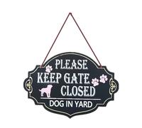 Wasise Dog Signs for Gates - Please Close The Gate Sign Dog, 33x23CM Oval Hanging Sign for Gates with Dogs Paw Print Design, Wood Signs for Fence Lawn Garden Yard Outdoor Indoor with Hanging Rope