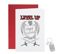 Wasise Dragon Birthday Card - Dragon Birthday Card and Keychain Set, Four-winged Dragons Cards with LEVEL UP Design, Perfect Four-Winged Dragons Gifts for New Mom Dad Baby Shower Congrats Stuff