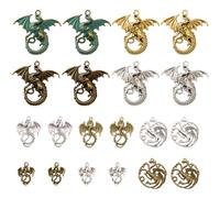 Wasise Dragon Charm - 20PCS Dragon Charms for Jewelry Making, Fourth Wing Merch, Fourth Wing Gifts, DIY Gothic Charms for Crafting Dragons Bracelets, Necklaces Earrings Keychains Crafts Supplies