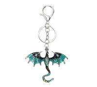 Wasise Dragon Keyring - Forth Wing Merch, Retro Hip-Hop Style Dragon Keyring with Gemstones, Alloy Chinese Dragons Pendant, Fantasy Dinosaur Jewelry for Women Man, Cute Dragons Key Chain (BLUE)
