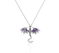 Wasise Dragon Necklace - Gothic Jewellery, Fourth Wing Merch, Gothic Jewelry with Fantasy Dragon Pendant, Chinese Dragons Pendant, Dragons Gifts for Women, Unique Necklace Gifts for Lovers (PURPLE)