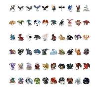 Wasise Dragon Stickers - 60PCS Dragon Stickers for Kids, Waterproof Fantasy Book Decals, Arcane Sticker, Laptops Decals, Water Bottles Decal, Fun Decal, Cartoon Stickerette, Sticker Pack