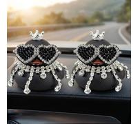 Wasise Duck Car Accessories - Diamond Rubber Duck, Car Rubber Duck, Dashboard Decorations, with Diamond Necklace, Glasses, Crown for Cool Office Car Accessory for Family, Friends, Brothers, Gifts 2PS