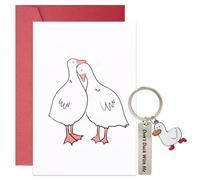 Wasise Duck Card - Duck Keyring and Card Anniversary Set for Couples, Ducks Birthday Cards, Valentine's Day Cards for Boyfriend or Girlfriend, DIY Blank Back for Valentine's Day, Wedding, Partner