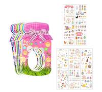 Wasise Easter Bunny Candy Goodie Bags - Easter Classroom Gifts for Kids, 36 Pcs Candy Card Bags and 10 Pcs Cute Tattoo Stickers, Resurrection Eggs Party Ideas Craft Supplies (NOT INCLUDE CANDY)