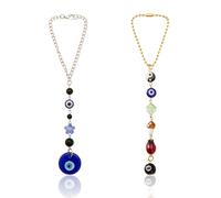 Wasise Evil Eye Car Charm - 2PCS Classic Blue Evil Eye Car Hanging Ornament, Rear View Mirror Accessories, Amulet Pendant for Protection Blessing Good Luck, Beaded Window Door Wall Decor, Lucky Gift