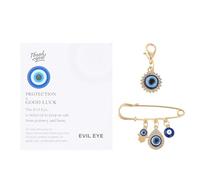 Wasise Evil Eye Gifts - Pocket Hug Gift, Evil Eye Charm, Turkish Amulet Protection Bundle with Keychain Accessories, Brooch and Card, Gold Bag Charm, Christmas Gifts for Women Friend Man,Guardian Gift