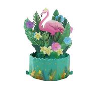 Wasise Flamingo Birthday Card - 3D Flamingo Pop Up Birthday Card, Stunning Pop Up Cards for Women, Tropical Flamingos Cards with Jungle Design with Mini Card and Envelope, Perfect Flamingos Gifts