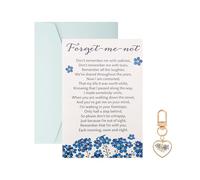 Wasise Forget Me Not Gifts - 2PCS Forget Me Not Card with Envelope and Keyring, Sympathy Card, Memorial Gifts, Condolences Cards, Remembrance Keepsake for Funeral Favours Loss of Loved Friend Family