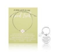 Wasise Four Leaf Clover Bracelet and Keyring Set - Adjustable Good Luck Bracelet with Greeting Card, Lucky Charm for Women Students Friends, Inspirational Gifts Keychain for University, Exams, New Job