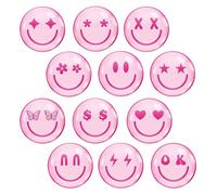 Wasise Fridge Magnets - 12PCS Smiley Face Magnets, Pink Fridge Magnet, Magnet for Whiteboard, Preppy Locker Decor, Girls Locker Magnetic, Magnetic for Notice Board, Preppy Stuff