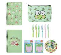 Wasise Frog Stationery - 12PCS Kawaii Stationery Set with Notebook Pens Stickers Pencil Case and Sticky Notes, Frog Themed Gifts for Women, Man and Teachers, Back to School Gift for Lovers