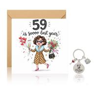 Wasise Funny 60th Birthday Card Set for Women - Happy 60th Birthday Card with Confidence Shining Theme, Fabulous Keyring, Elegant Milestone Greeting Gift for Mum Sister Friend Auntie, Kraft Envelope
