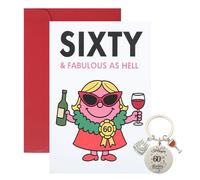 Wasise Funny 60th Birthday Cards for Women - 60th Birthday Card for Women Fab Sassy Design with Keychain, Funny 60 Year Old Card for Mum Aunt Sister Colleague Bestie BFF Cousin Wife Ladies Female