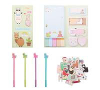 Wasise Funny Post It Notes - 550PCS Alpaca Sticky Notes, 50PCS Alpaca Stickers and 4PCS Alpacas Pen, Alpacas Stationery Set, Sheets Animal Sticky Note Set, Self-Adhesive Note Pad, Cute Post It Note