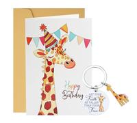 Wasise Giraffe Birthday Card - Funny Giraffe Lover Encouragement Cards With Keyring, Fun Birthday Card, DIY Blank Cards and Uplifting Keyring for Animal Lovers, Animal birthdays Gifts for Women Man
