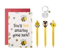Wasise Good Luck Card - 5PCS Bee Good Luck Gifts Set, Bee Keyring and Pens, New Beginning Gift, 'You'll Be Amazing' Gifts for Bee Exams, New Job, University Students, Colleagues, Friends Farewell