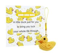 Wasise Good Luck Duck - Handmade Crochet Good Luck Duck Gift Set, Emotional Support Gift, Ducks Plushie with DIY Lobster Clasp and Card, Mini Knitted Ducks Doll for Children Friends Family Birthday