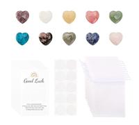 Wasise Good Luck Stones - 10 Pcs Good Luck Healing Crystals Heart Stones Set, Crystals Gemstones Love Gems Stones Crystals Gifts for Wedding Guests Hen Party Adult Stocking Fillers Encouragement Gifts