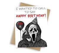 Wasise Gothic Birthday Card - Ghostface Merch, Scream Merch, Wicked Card, Horror Valentines Gift, I Wanted to Call to Say Happy Birthday Horror Themed Day Cards, Funny Halloween Gifts for Friends