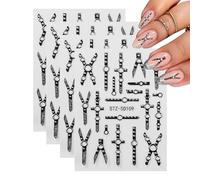 Wasise Gothic Nail Stickers - 4PCS 5D Halloween Nail Stickers, Witchy Nails Sticker, Punk Fingernail Charms, Cross Fingernail Sticker, Black Fingernails Art, Vampire Nails Decal