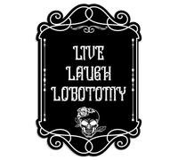 Wasise Gothic Wall Art - 26 X 18CM Gothic Home Decor, Live Laugh Lobotomy Goth Wall Decor with Skull Roses, Funny Home Decorate, Dark Humour Gifts, Retro Wall Art for Bedroom Living Room Bathroom