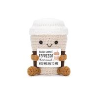 Wasise Handmade Crochet Coffee Cup Plush Set, Heartwarming Pocket Hug Gift with Inspirational Card, Soft Plush Coffee Cup Figures for Women, Lovers, Friends, Birthday, Graduation