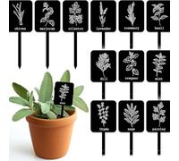 Wasise Herb Garden Signs - 24PCS Durable Acrylic Herb Labels Markers with Plant Names & Illustrations, Plant Name Tags for Garden, 12 Styles Plant Labels, Perfect for Indoor Potted Plants, Vegetable