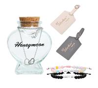Wasise Honeymoon Sand Keepsake Jar - Mr and Mrs Luggage Tags, Mr & Mrs Adjustable Beaded Couple Bracelet, Couple Honeymoon Essentials Set, Funny Ideas Wedding Bridal Shower Gifts for Bride
