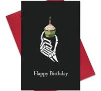Wasise Horror Birthday Card - Goth Birthday Card, Gothic Skull and Cupcake Design, Scream Merch, Creepy Goth Birthdays Cards for Women Men, Perfect Personalised Punk Cards with DIY Interior