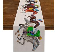 Wasise Horse Racing Decorations - Kentucky Derby Party Supplies, 13x72 Inch Horse Racing Print Table Runner, Jockey Club Printed Table Decoration Linen Tablecloth, Dining Room Kitchen Decorations