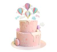 Wasise Hot Air Balloon Cake Topper - 10PCS Whimsical Hot Air Balloon Decorations with Fluffy Cloud Cake Decorations, DIY Cupcake Decoration, Cloud Baby Shower Decorations, Baby Shower Cupcake Toppers
