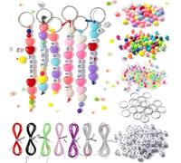 Wasise Keyring Making Kit - 705PCS Keychain Making Kit, DIY Keyring Craft Set with Letter Beads Seed Beads Charms, Bead Chain Keyrings, Seed Bead Kits,Keyring Bracelet Accessories Party for Women Men